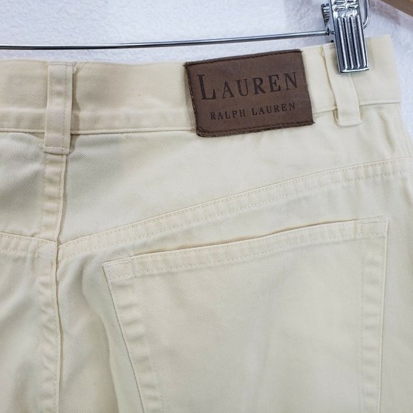 Lauren Ralph Lauren Womens Jeans Cropped‎ Soft yellow Size 8 High Waist Capri - Picture 9 of 10